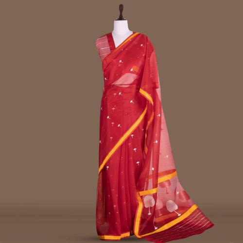 19024-Saree-Kora-Tree-Of-Life-Red